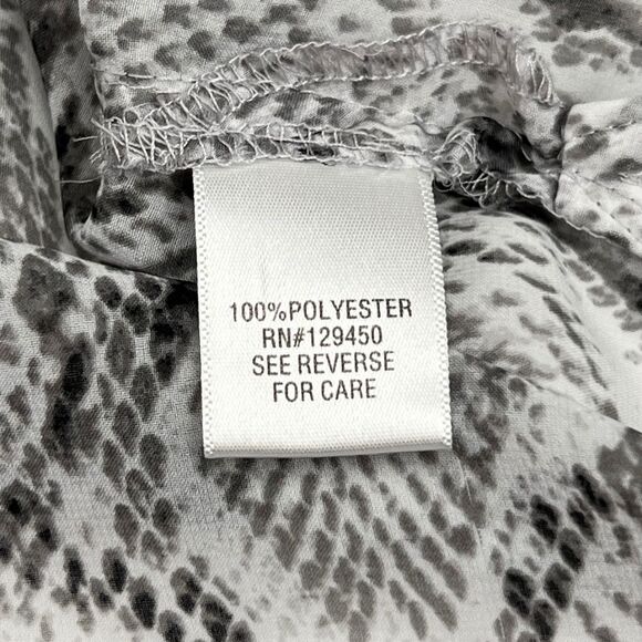 Apt 9 Blouse XL Gray Boho Sheer Python Animal Print Lightweight Elegant Top - Picture 9 of 10